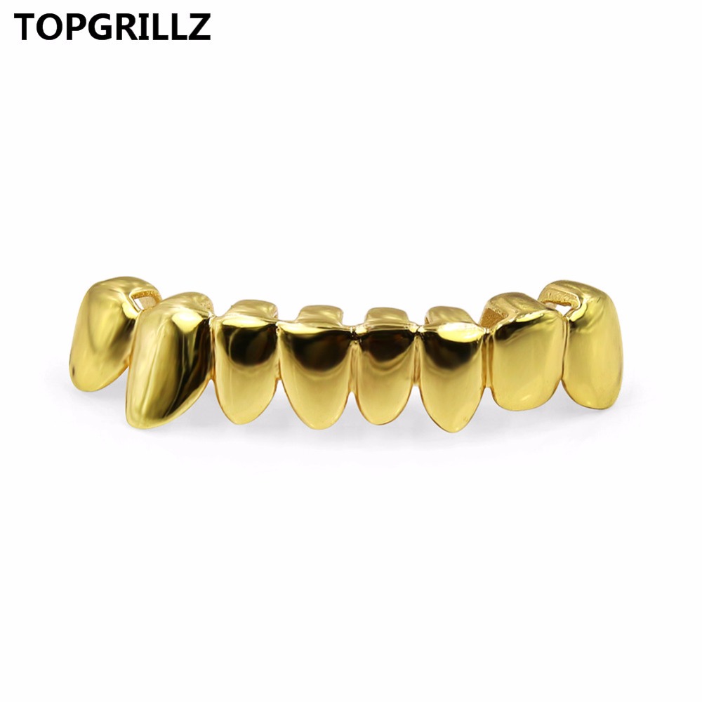 Body Jewelry Gold Plated - TOPGRILLZ-Parrilla de dientes con forma de