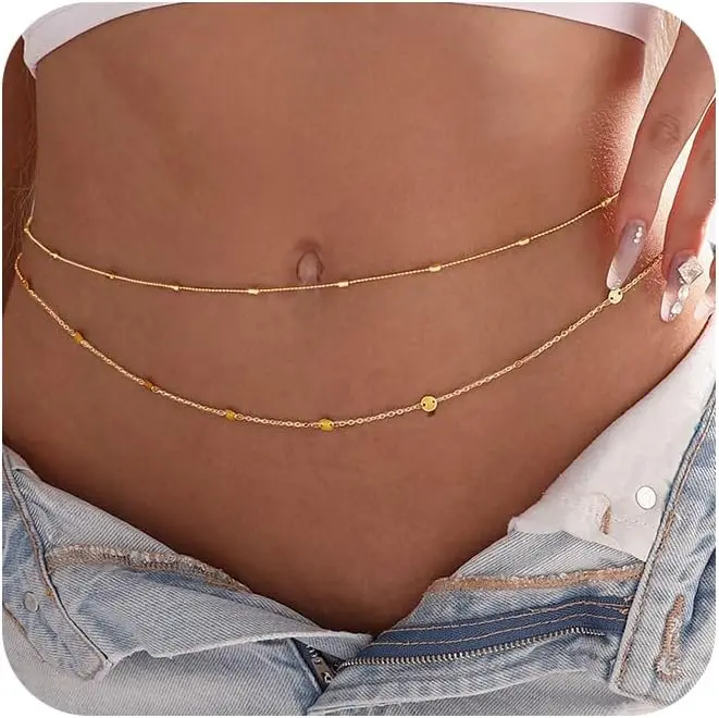 Body Jewelry Gold Plated - Cadena para el cuerpo impermeable para