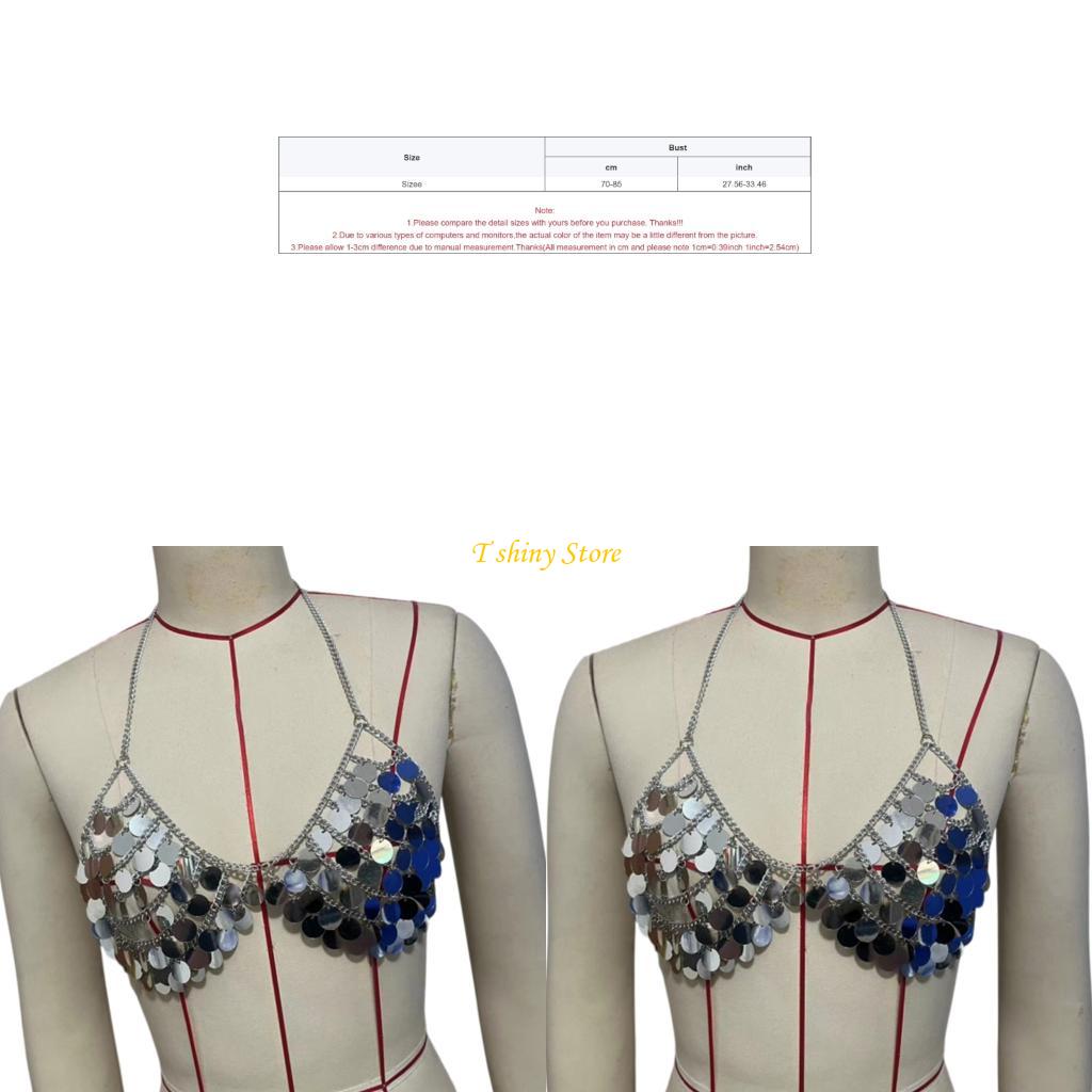 Body Jewelry Vest - N58F Sequíns Festive Sequins Top Par