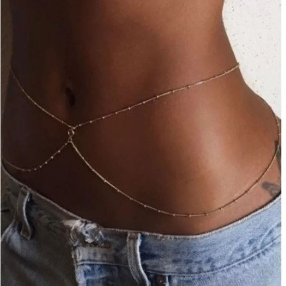 Cadena de vientre delicada CZ  - Body Jewelry Gold Plated reseña y precio