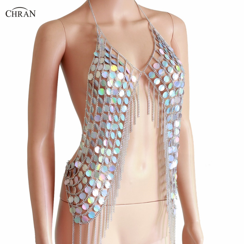 Chran-Top corto de sirena con  - Body Jewelry Vest reseña y precio
