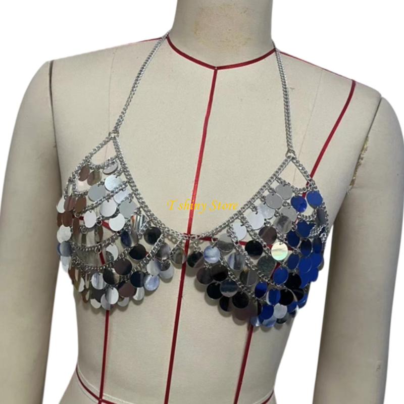 N58F Sequíns Festive Sequins T - Body Jewelry Vest reseña y precio