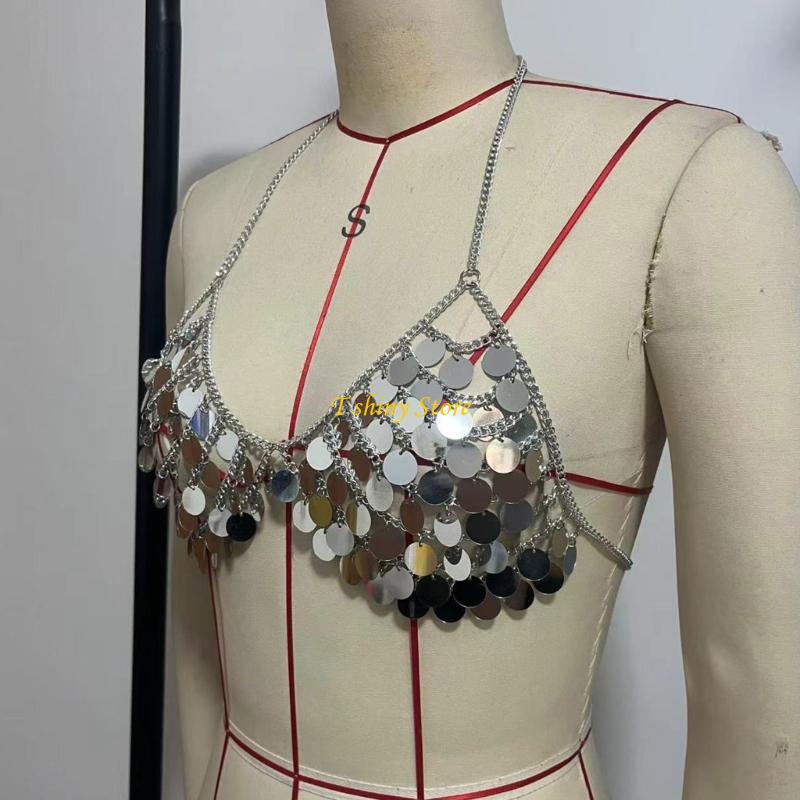 N58F Sequíns Festive Sequins T - Body Jewelry Vest reseña y precio