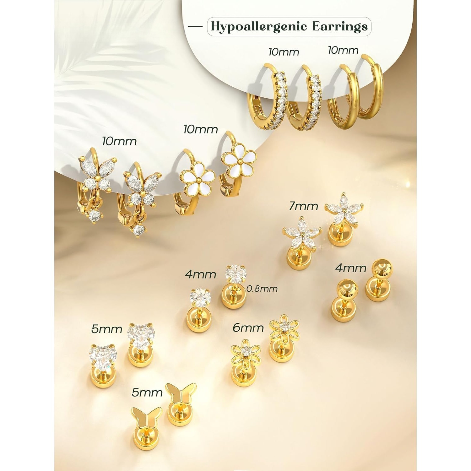 Florideco 1/10 Pares de Pendie - Body Jewelry Gold Plated reseña y precio